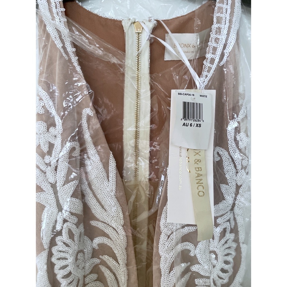 NWT Bronx And Banco Ester Beaded Deep V Sequin-embellished Gown Bridal Dress XS - Picture 2 of 13